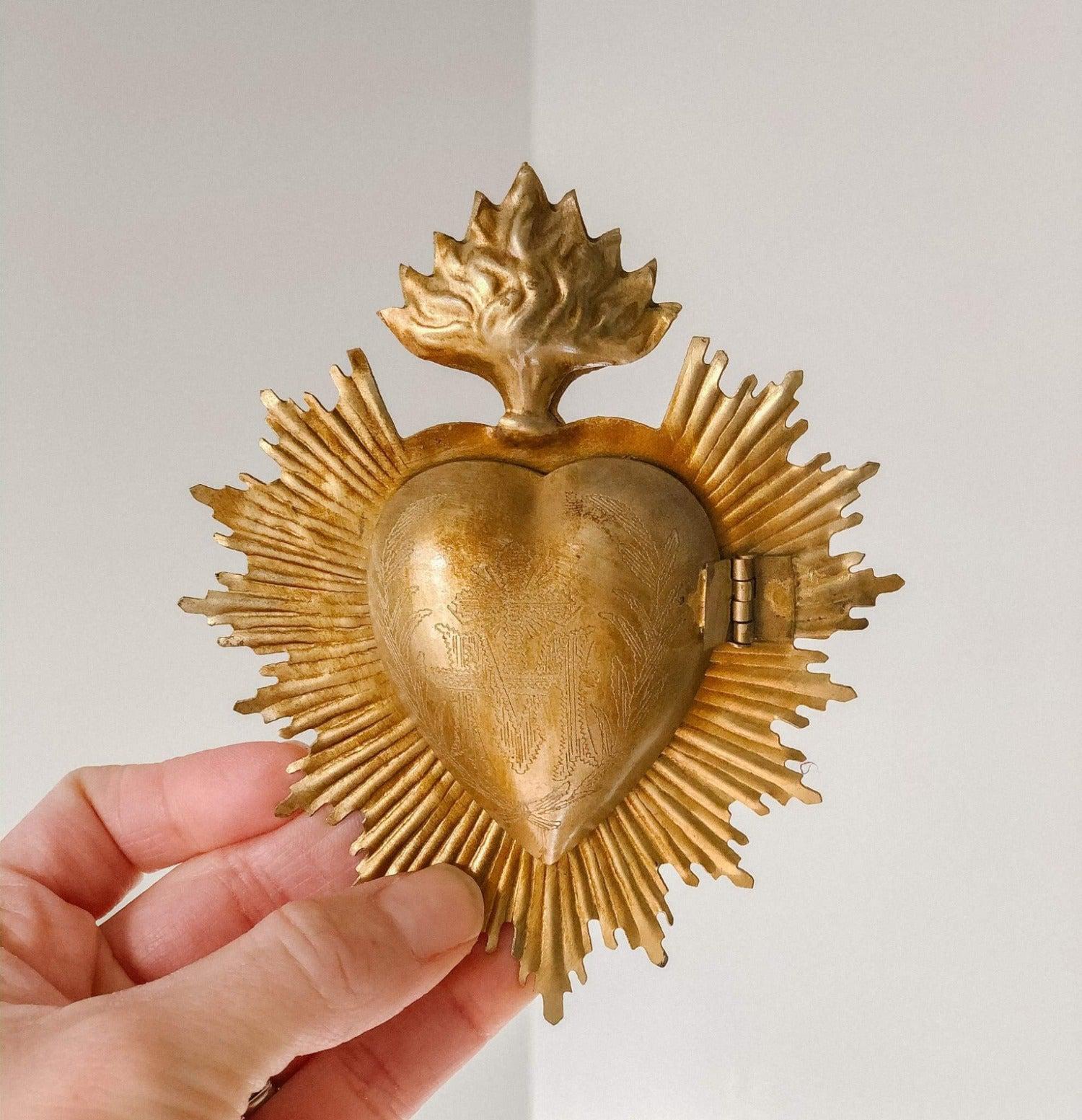 Vintage Large Brass Heart Milagro