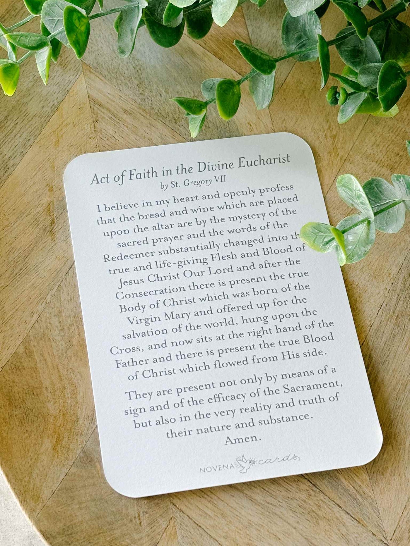 Act of Faith in the Divine Eucharist - Prayer Card