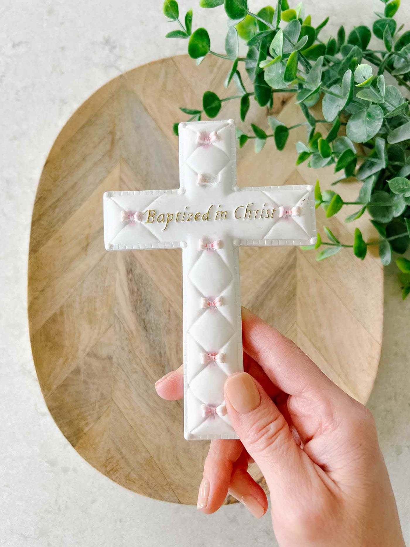 Baptized in Christ Cross - Pink