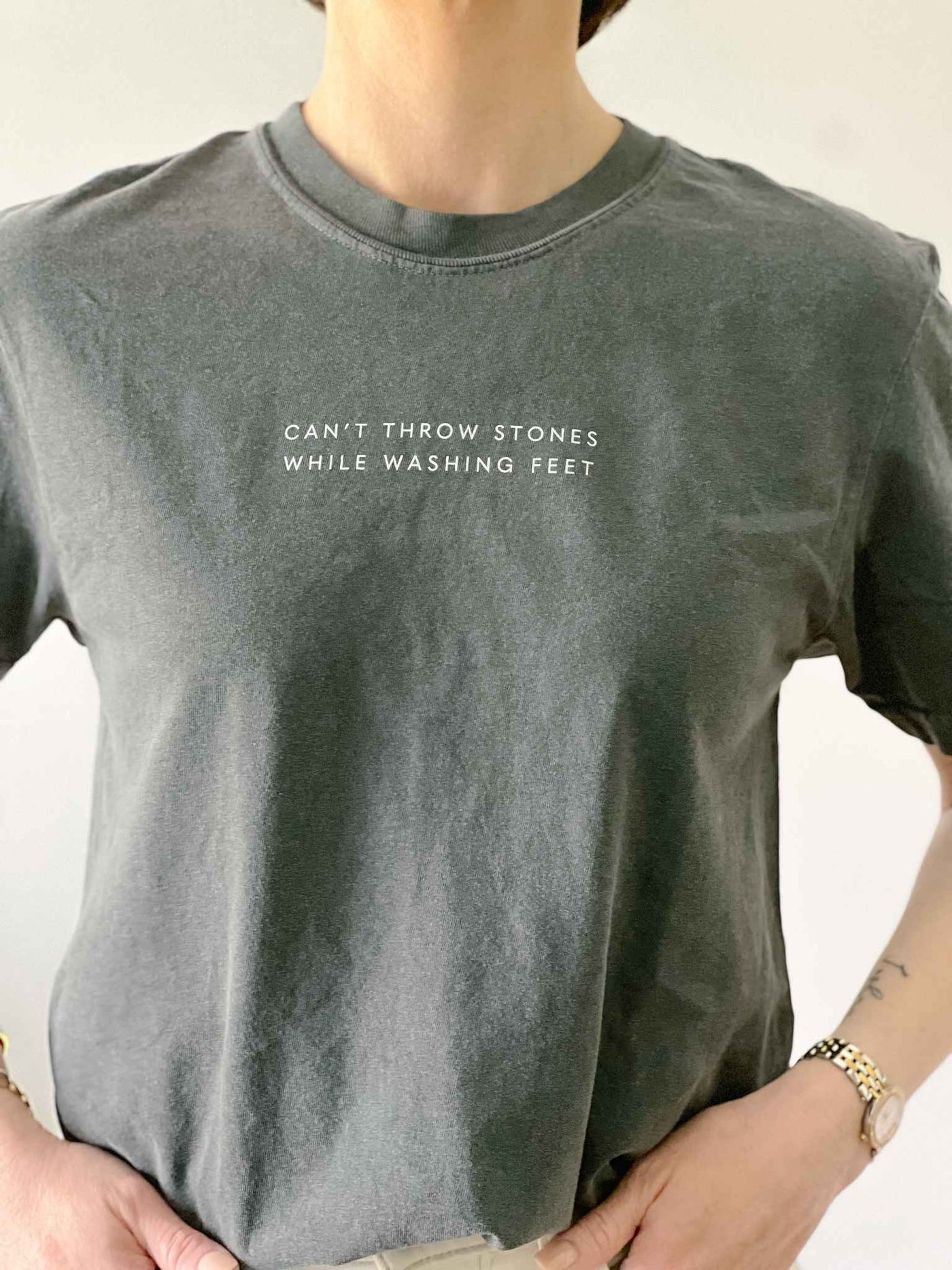 Can't Throw Stones Tee- Charcoal