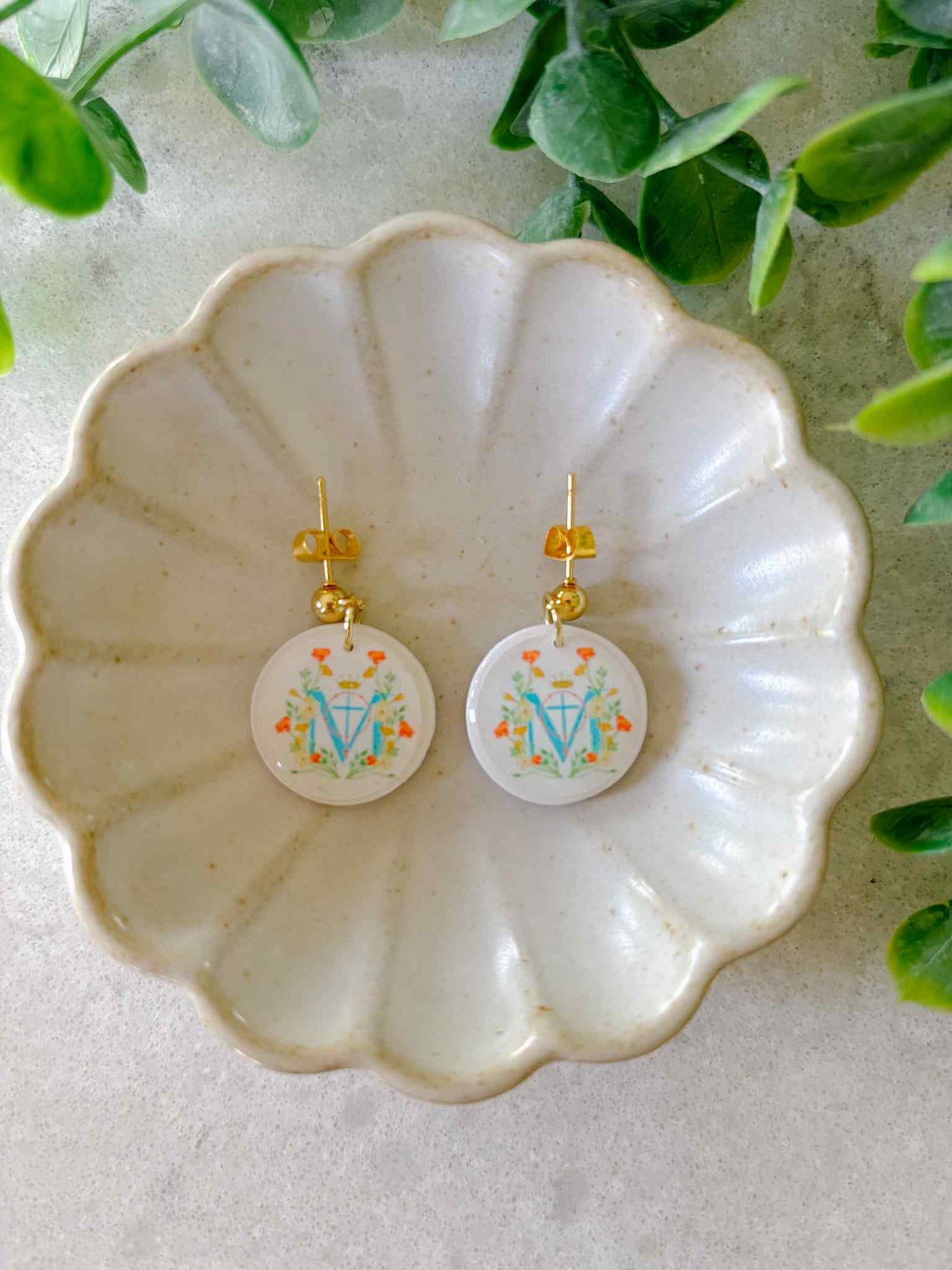 Handmade Mary Monogram Earrings