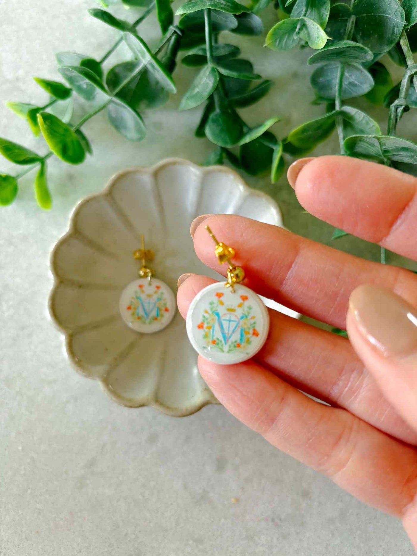 Handmade Mary Monogram Earrings