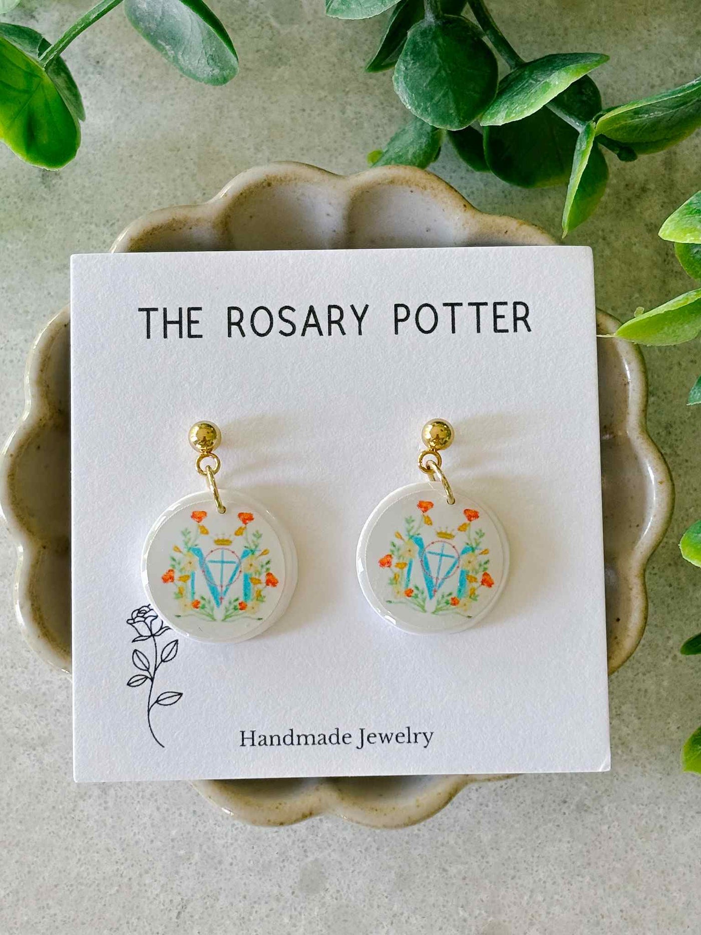 Handmade Mary Monogram Earrings