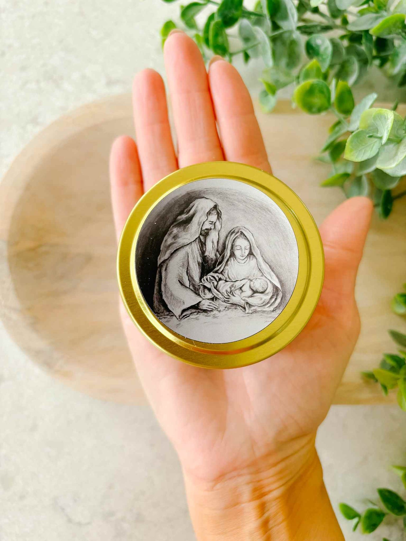 Holy Family Candle Tin