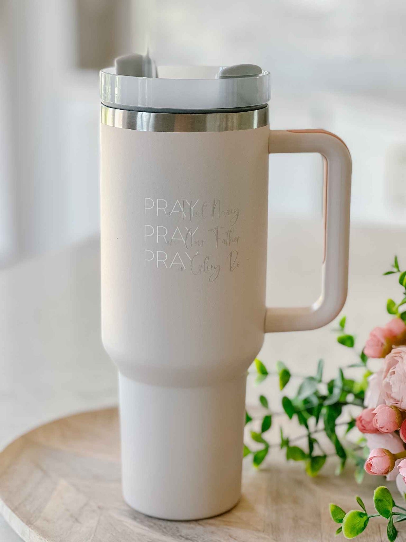 Pray Tumbler - Rose Quartz