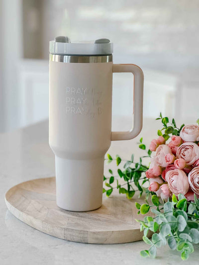 Pray Tumbler - Rose Quartz