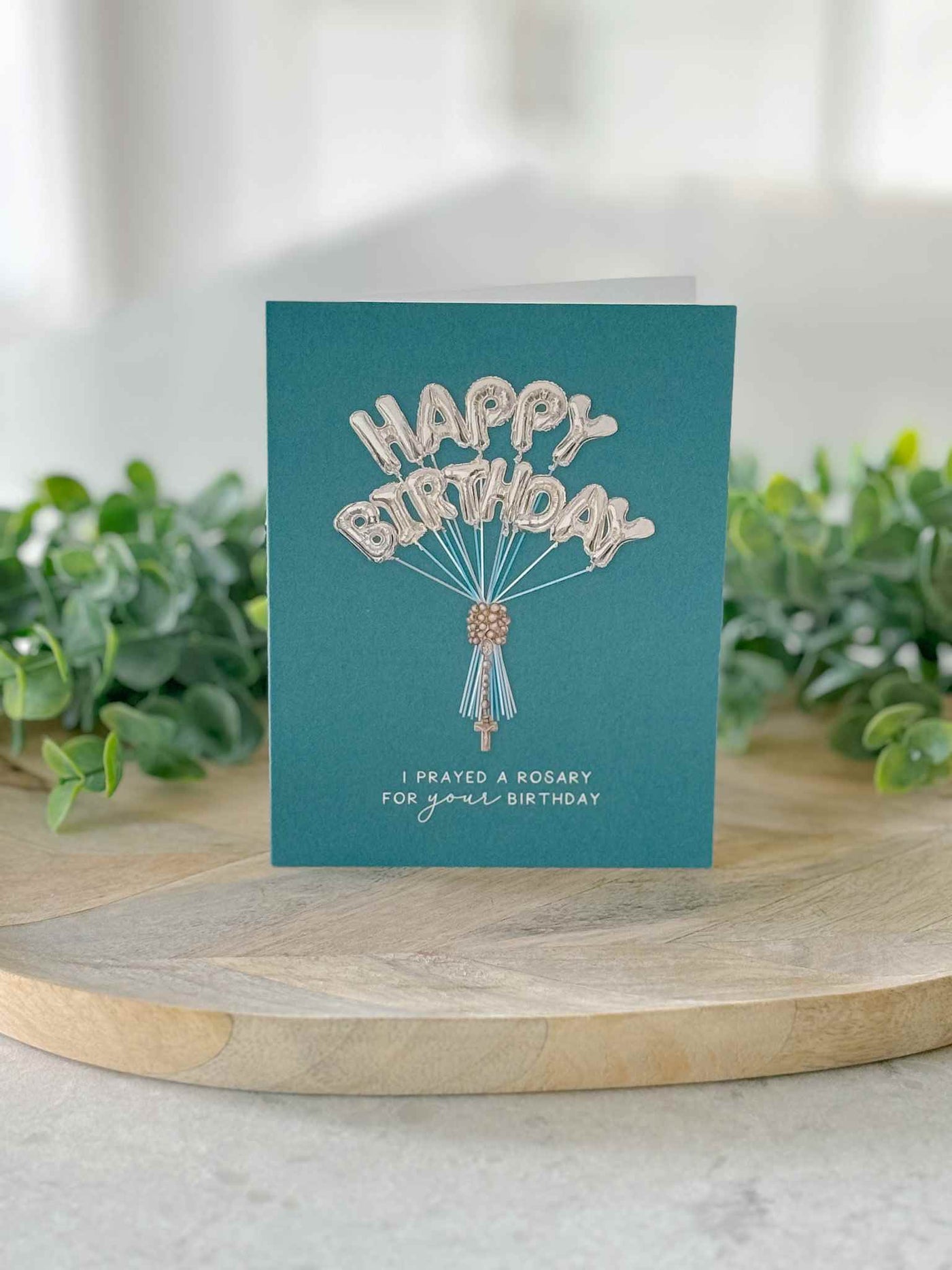 Silver Birthday Balloons Birthday - Rosary Card - Set of 4